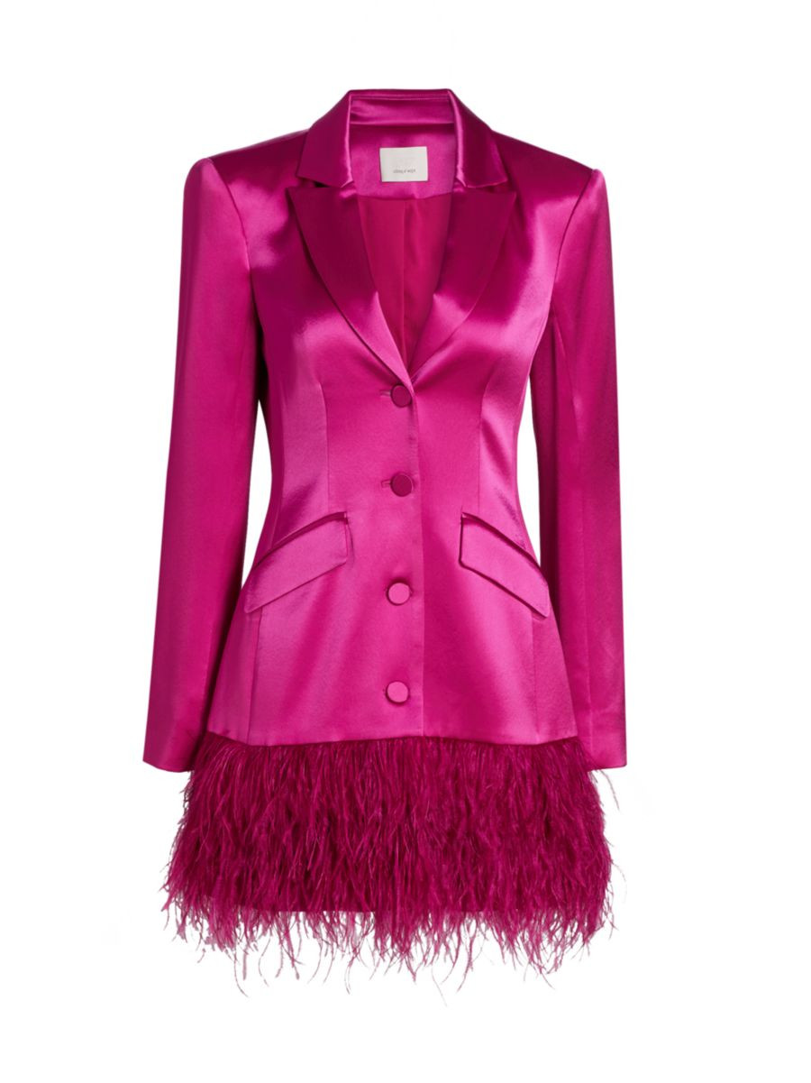 Joel Feather-Trim Satin Minidress | Saks Fifth Avenue