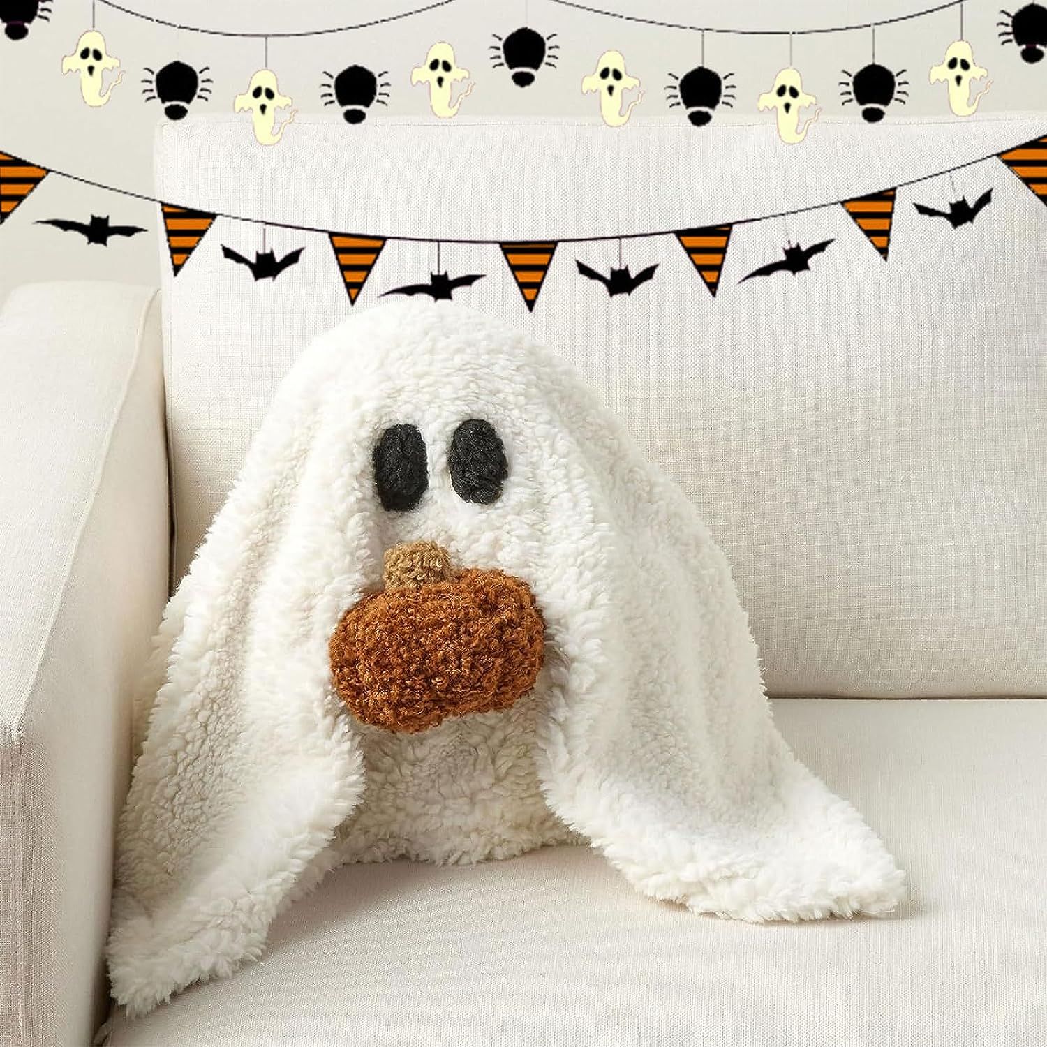 Gus The Ghost with Pumpkin Pillow, 13" Gus The Halloween Ghost with Pumpkin Plush, Soft Stuffed H... | Walmart (US)