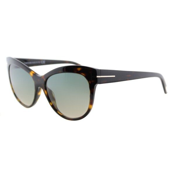 Tom Ford Lily TF 430 52P Havana Cat-Eye Plastic Sunglasses | Bed Bath & Beyond