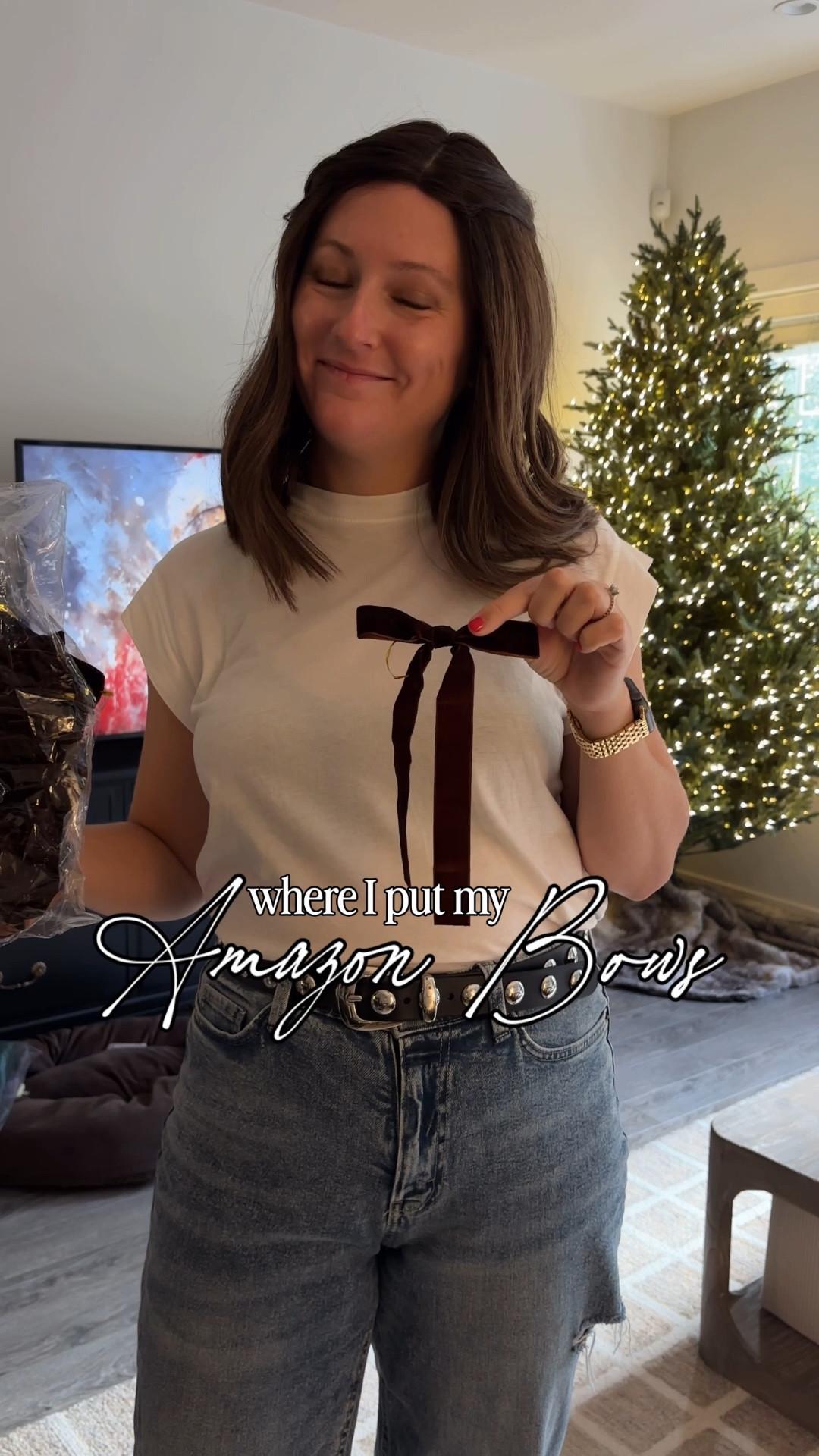 Amazon home find! ❤️ I have loved these Amazon velvet bows in my house this year. They just add a simple layer of holiday love to the house. Seriously, this is the easiest holiday decor hack. And they come in a large pack so you can put them everywhere. I can’t believe how simple & easy it is to add them to everything and how much of a difference they make.

#LTKSaleAlert #LTKHoliday #LTKHome