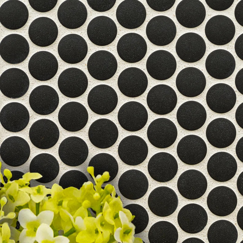 Penny Round Matte Porcelain Mesh-Mounted Mosaic Tile (14.4 sq ft) | Wayfair North America