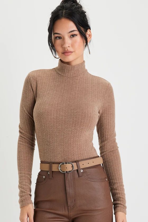 Darling Inclination Brown Pointelle Long Sleeve Bodysuit | Lulus (US)