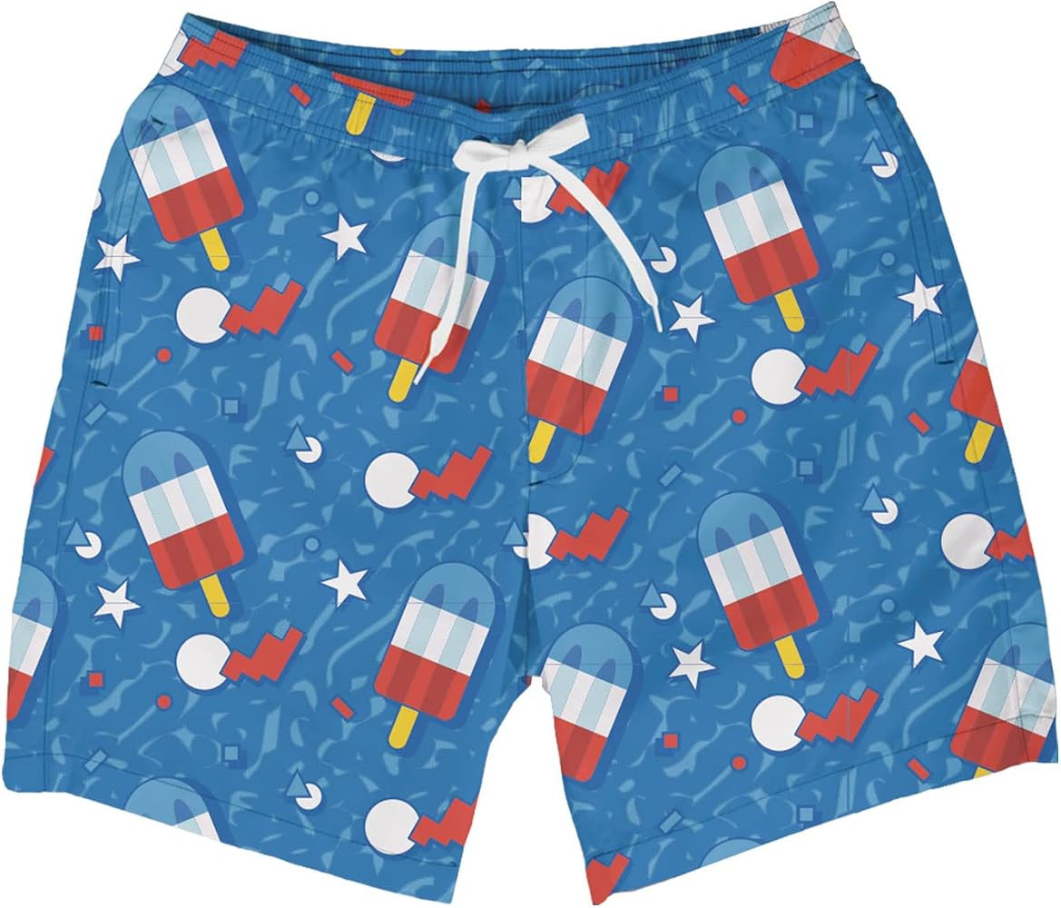 Tipsy Elves Men's USA Swimming Trunks 7'' Inseam 4 Way Stretch Fabric w/Mesh Liner Swim Trunks fo... | Amazon (US)