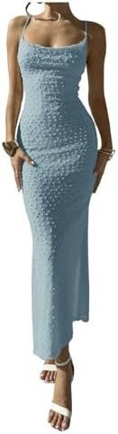 Floerns Women's Draped Cowl Neck Long Dress Spaghetti Strap Slit Party Bodycon Dresses | Amazon (US)