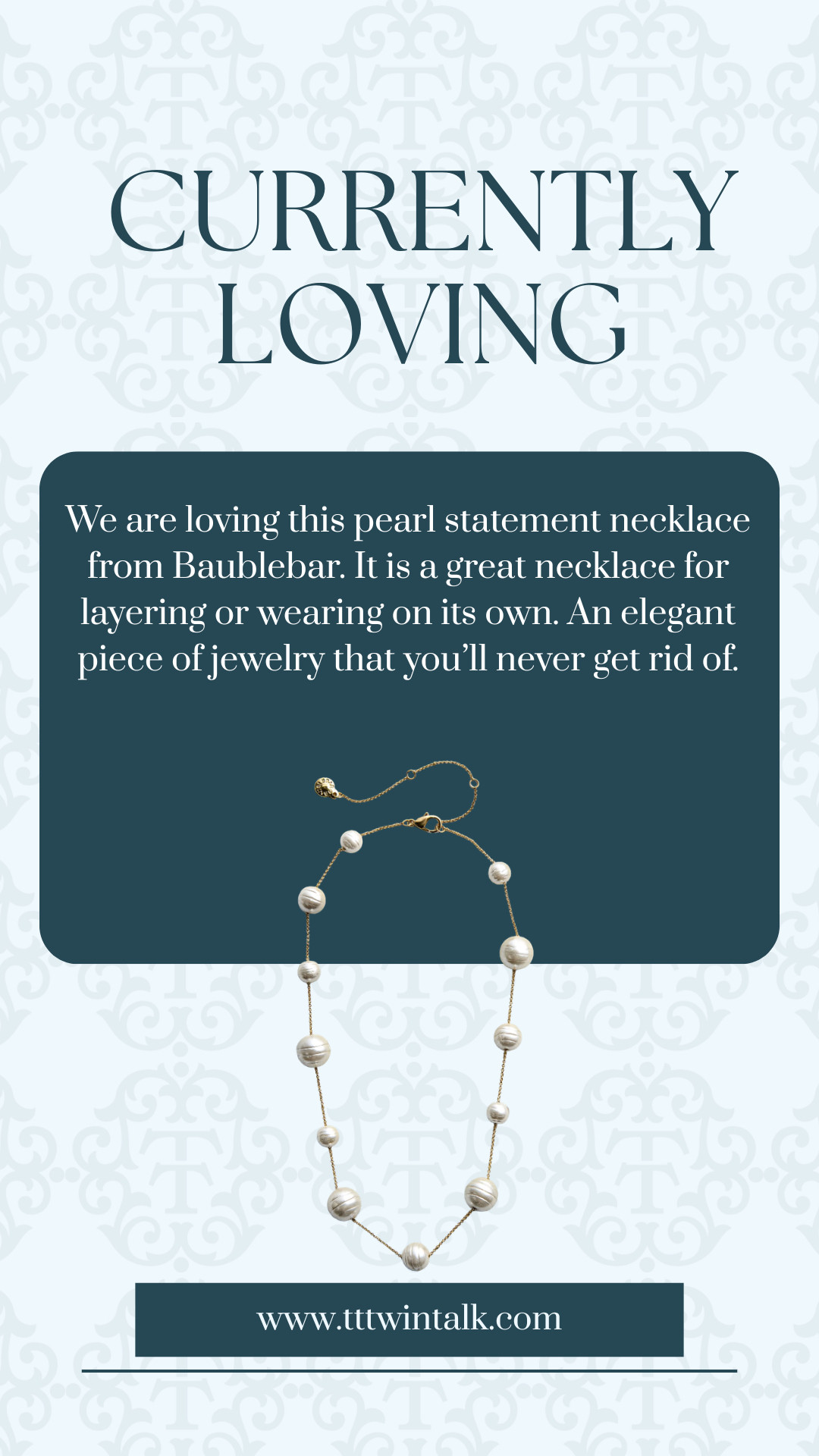 We are loving this pearl statement necklace from Baublebar. It is a great necklace for layering or wearing on its own. An elegant piece of jewelry that you’ll never get rid of. 

 #LTKootd #LTKSeasonal #LTKOver40