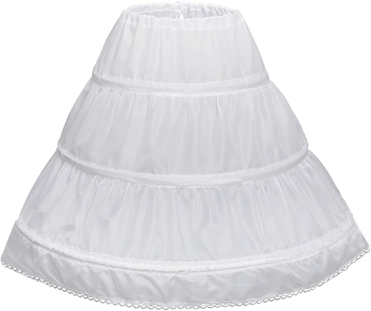 Abaowedding Girls' 3 Hoops Petticoat Full Slip Flower Girl Crinoline Skirt | Amazon (US)