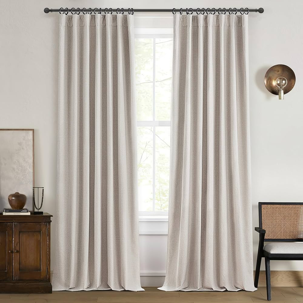 Black Out 96 Inch Long Boho Curtains 2 Panel Set, Farmhouse Curtains for Living Room Darkening/Th... | Amazon (US)