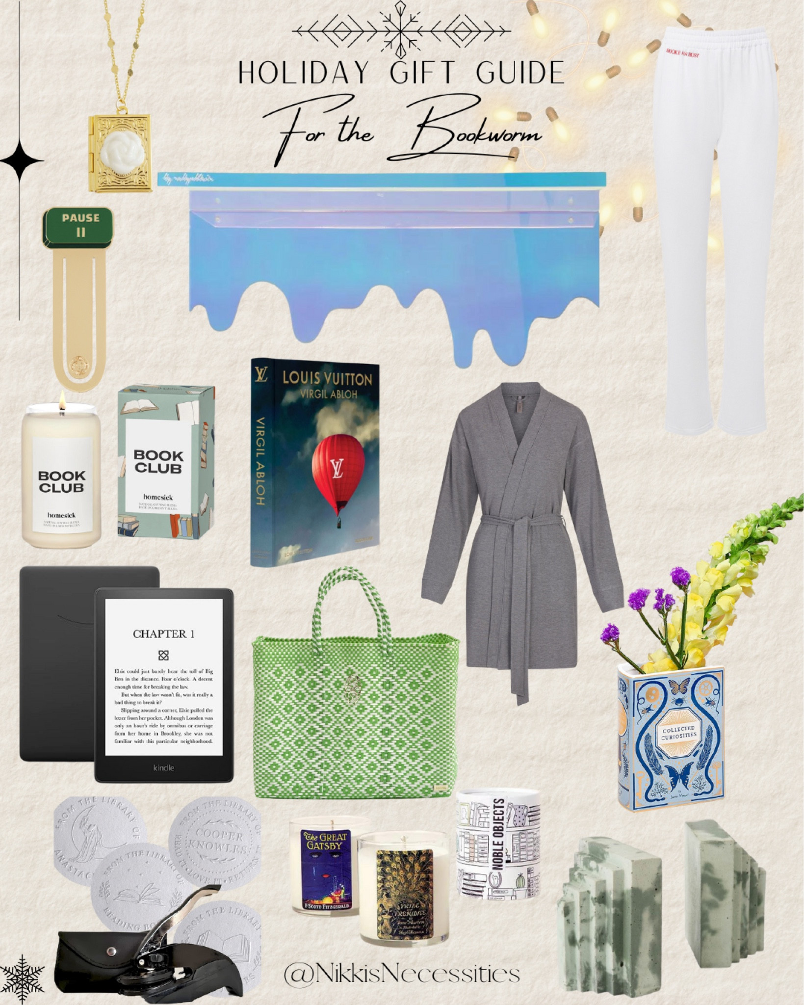 Gift guide 
Gifts for the bookworm 
Amazon 
Wolf and badger 
Etsy 
Custom book stamp 
Paper press 
Readers
Books
Revolve 
Saks 
Kindle 
Homesick candle 
Bookshelf 
Metallic 
Bookmarks 
Cozy pants 
Cozy robe 
Skims robe 
Book vase 
Target 
Gift ideas 

#LTKGiftGuide #LTKSeasonal #LTKHoliday