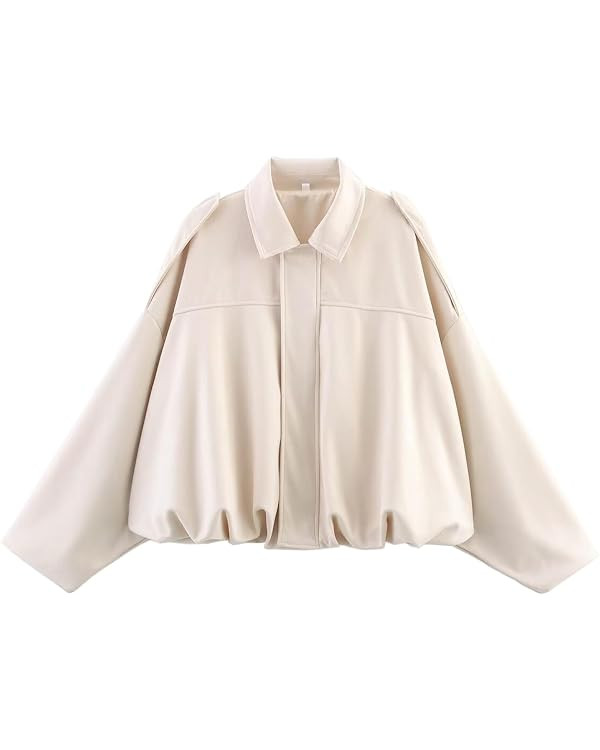 Women's Faux Suede Bomber Jacket Oversized Pilot Coats Fall Lapel Zip Up Motorcycle Streetwear Ou... | Amazon (US)