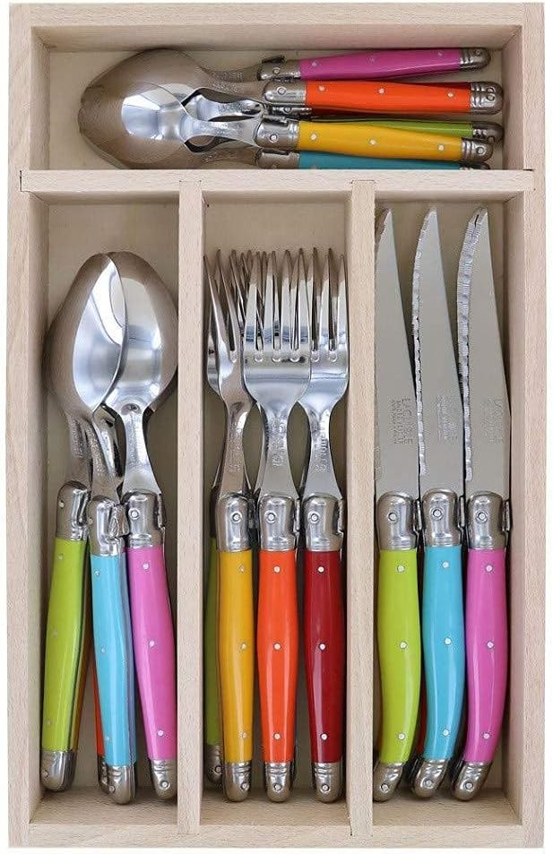 Jean Dubost 24 Piece Set Everyday Flatware Set With Handles, Laguiole, In a Tray With A Microfibe... | Amazon (US)
