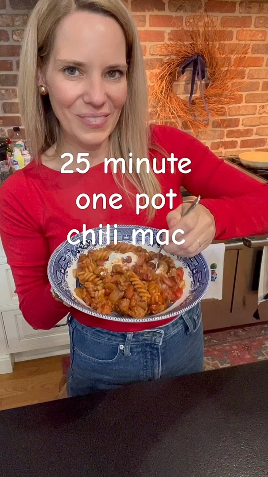 Whole-Wheat Chili-Mac
Lean ground beef  12 oz
Onion
1 medium, chopped
Canned stewed tomatoes
14½ oz, Mexican-style, undrained
Canned tomato sauce
1¼ cup (s)
Canned diced green chiles
2 Tbsp
Chili powder
2 tsp
Ground cumin
1 tsp
Uncooked whole wheat pasta
1 cup (s)
Canned kidney beans


In a large skillet, cook beef and onion until meat is browned, about 10 minutes; drain off fat. Stir in undrained stewed tomatoes, tomato sauce, chili peppers, chili powder and cumin; bring to a boil.
Stir in uncooked macaroni and kidney beans.
Return to a boil, reduce heat, cover and simmer until macaroni is tender, about 15 minutes. Yields about 11/4 cups per serving.

#LTKHome #LTKFindsUnder50 #LTKFindsUnder100