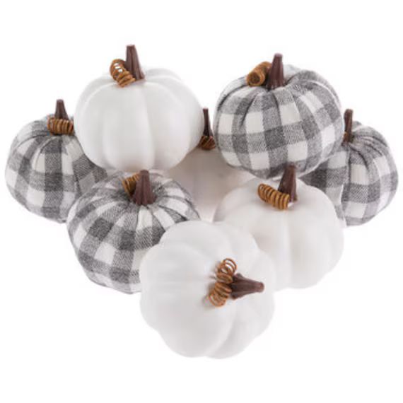 Set 8 Small 2.75" Mini Grey and White Buffalo Check Gingham Pumpkins Autumn Fall Mix Bowl Filler | Etsy (US)