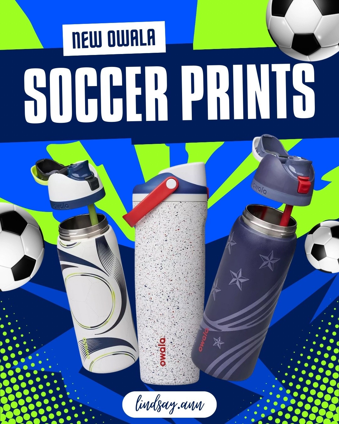 ⚽️ Owala just dropped new soccer-inspired prints and they’re adorable! Perfect for summer tournaments, practices, and game days. 🥤💙 💚