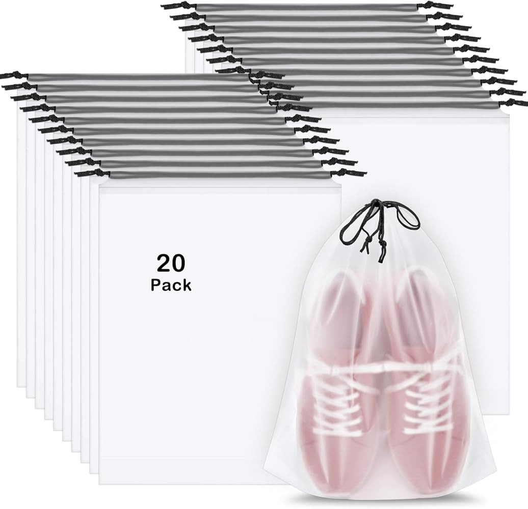 20 Pack Shoe Bags for Travel, 15.7" x 11.8" Clear Travel Shoe Bags for Packing, Large Waterproof ... | Amazon (US)