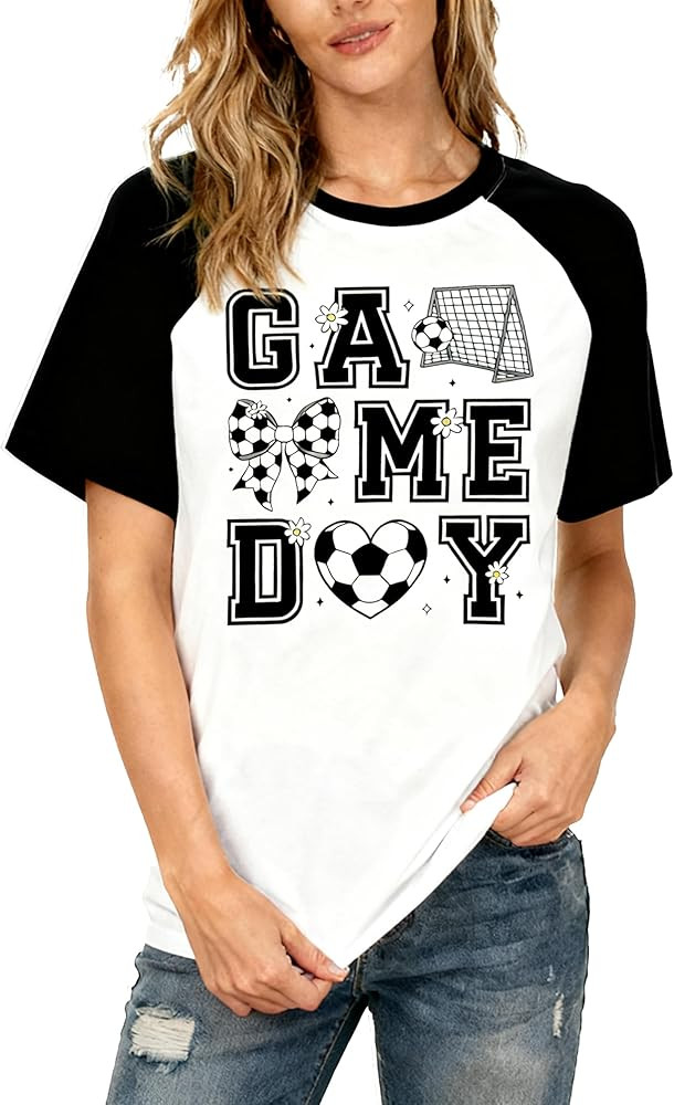 Soccer Shirts for Women Funny Soccer Mom Tshirt Game Day Graphics Tees Tops | Amazon (US)