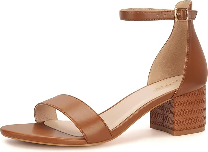 PARTY Women's Open Toe Ankle Strap Low Block Chunky Heels Sandals | Amazon (US)