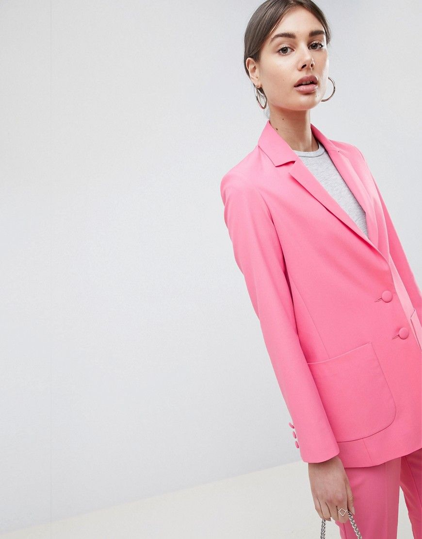 ASOS DESIGN mansy pop pink blazer - Pink | ASOS UK