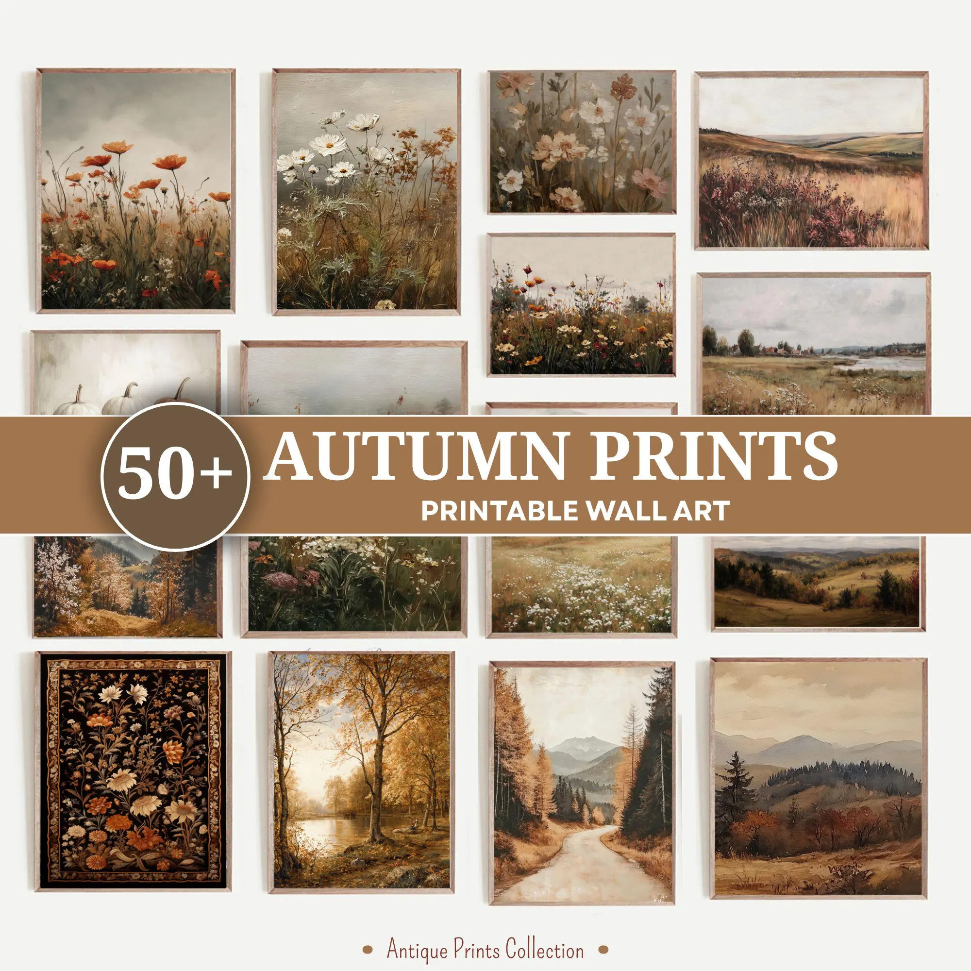 Fall Printable Wall Art Bundle, 50+ Autumn Vintage Style Prints, Wildflower, Botanical Cottagecore Art (Digital Download) | Etsy (Global)
