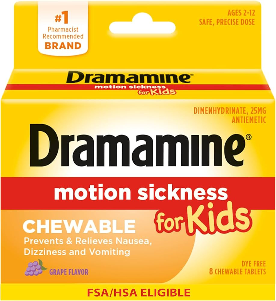 Dramamine Motion Sickness Chewable for Kids, Prevent & Relieve Motion Sickness, Dizziness & Nause... | Amazon (US)