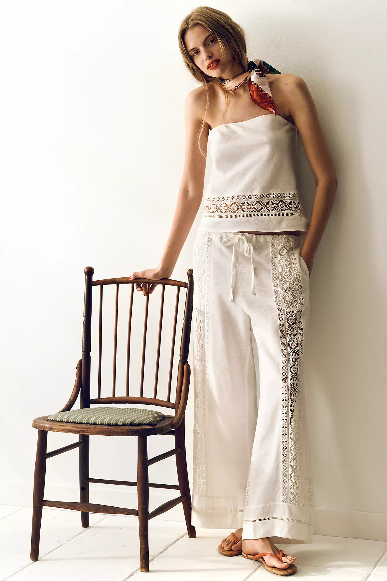 By Anthropologie Linen Lace Pull-On Pants | Anthropologie (US)