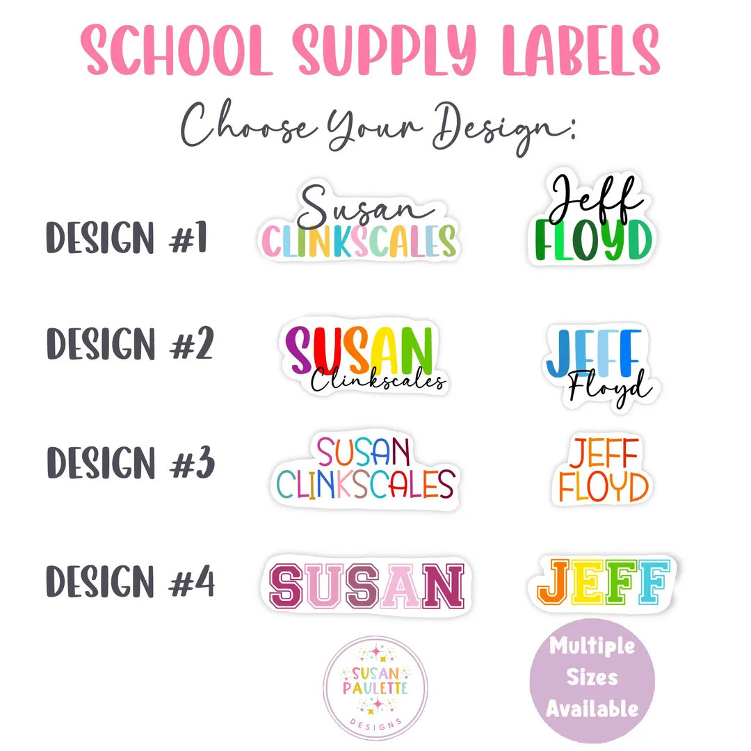 School Supply Labels, Back to School Matte Sticker Sheet for Kids and Teachers, Multiple Sizes Av... | Etsy (US)
