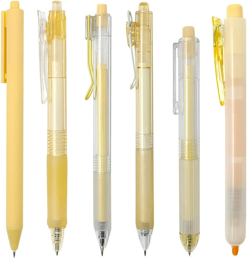 allydrew Retractable Rollerball Pens and Highlighter Set, 0.5mm Black Gel Ink Pens for Home, Offi... | Amazon (US)