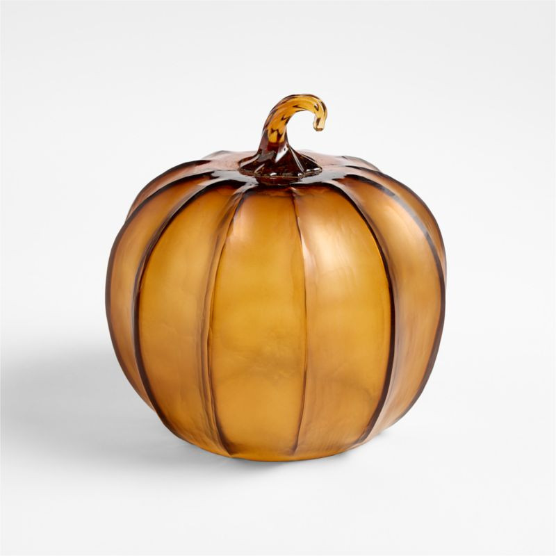 Amber Small Glass Pumpkin + Reviews | Crate & Barrel | Crate & Barrel
