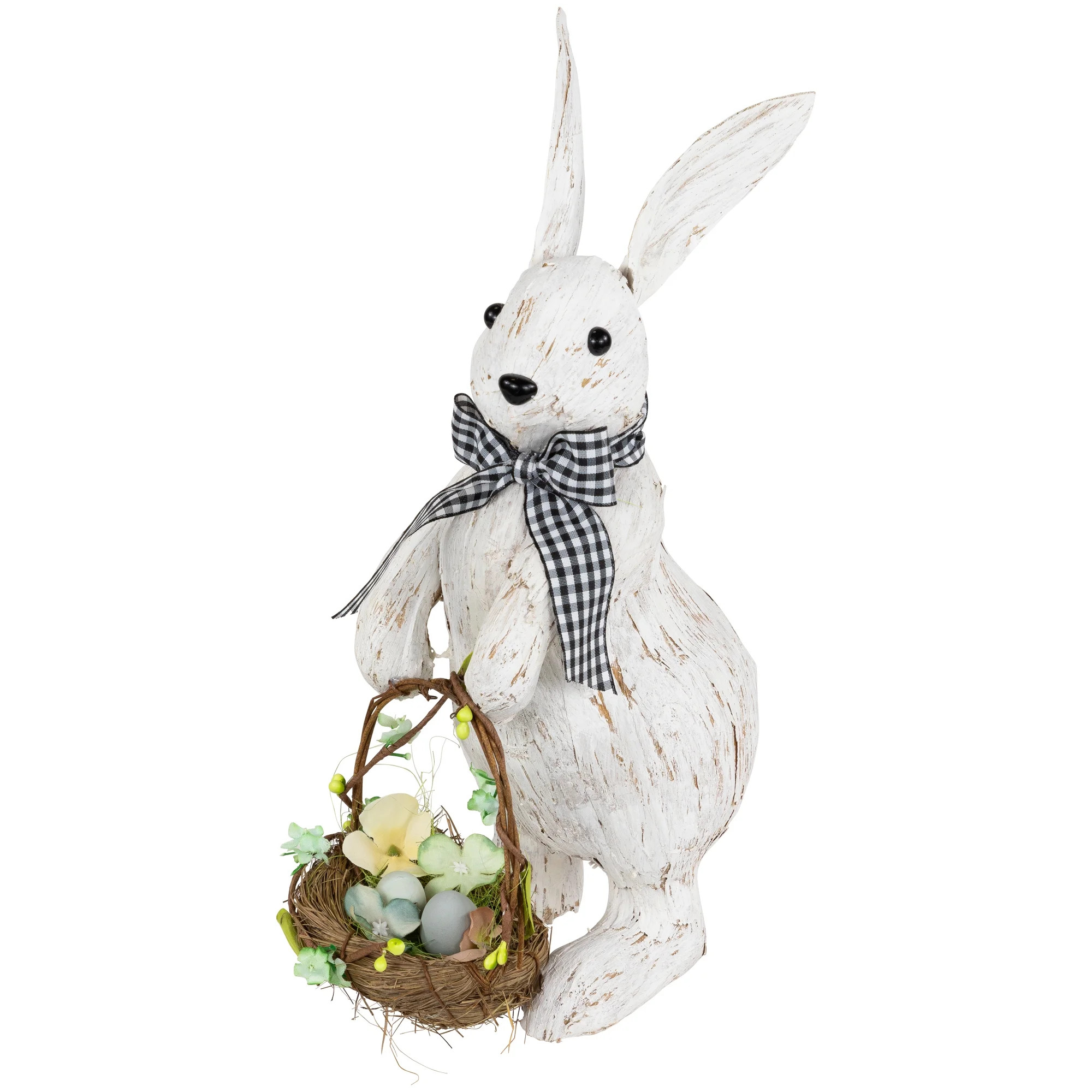 Northlight Rabbit with Easter Basket Decoration - 13" - Brushed White | Walmart (US)
