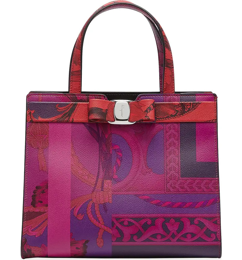 SALVATORE FERRAGAMO Vara Bow Overdye Heritage Print Leather Tote | Nordstrom | Nordstrom