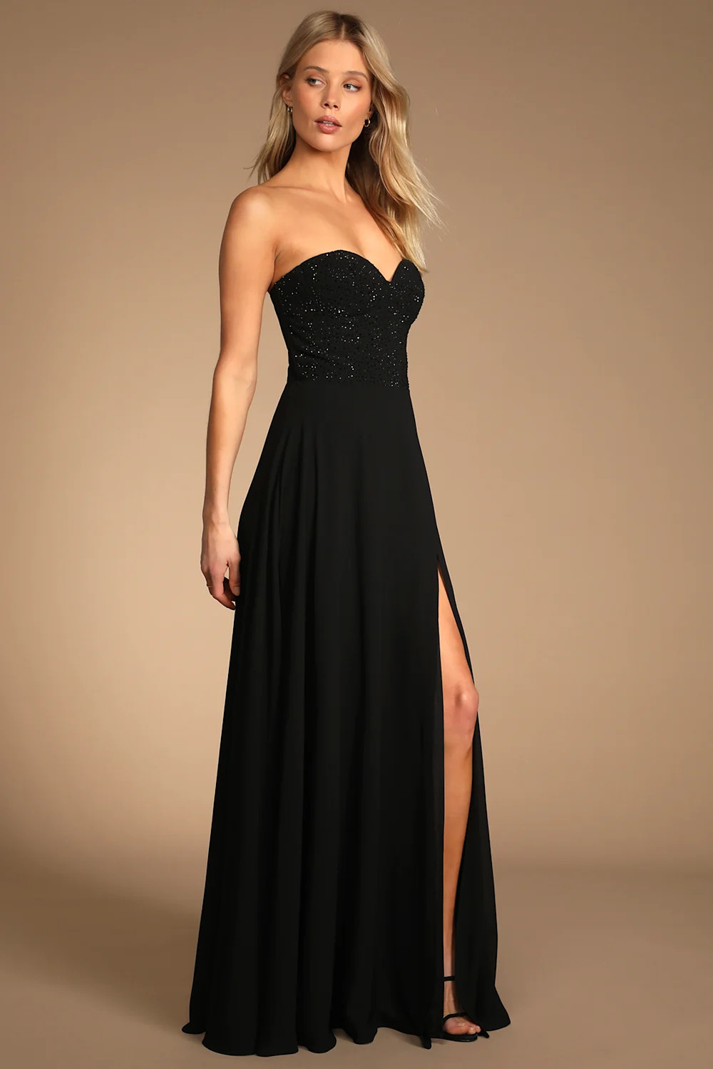 Remember This Moment Black Rhinestone Strapless Maxi Dress | Lulus