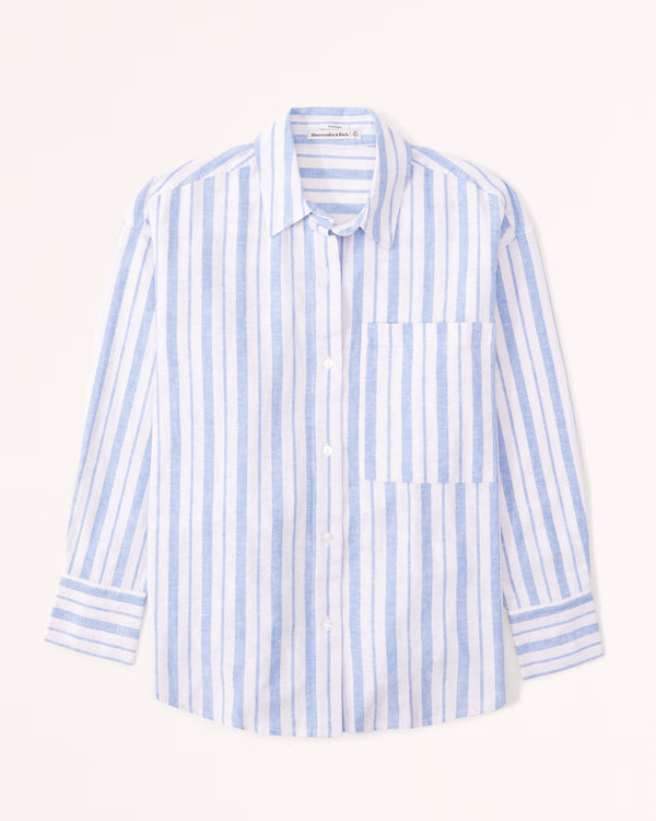 Oversized Linen-Blend Shirt | Abercrombie & Fitch (US)