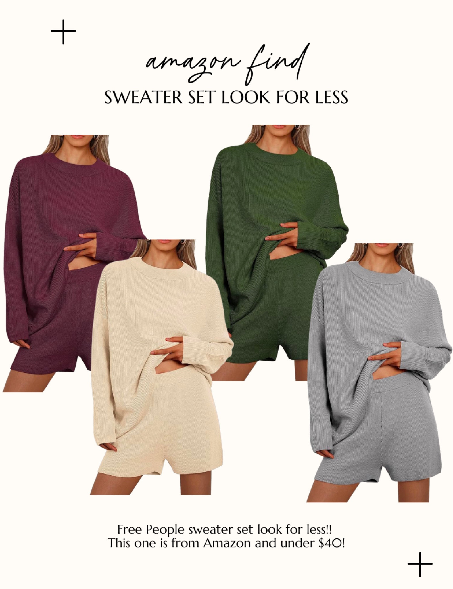 Free People sweater set look for less!! 
This one is from Amazon and under $40! I ordered a medium 

#LTKSeasonal