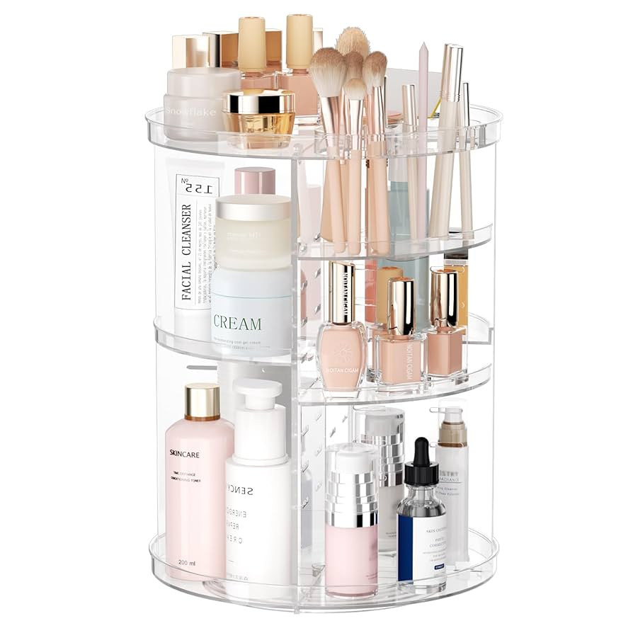 Rotating Makeup Organizer, DIY 8 Adjustable Layers Spinning Skincare Organizer, Cosmetic Display ... | Amazon (US)