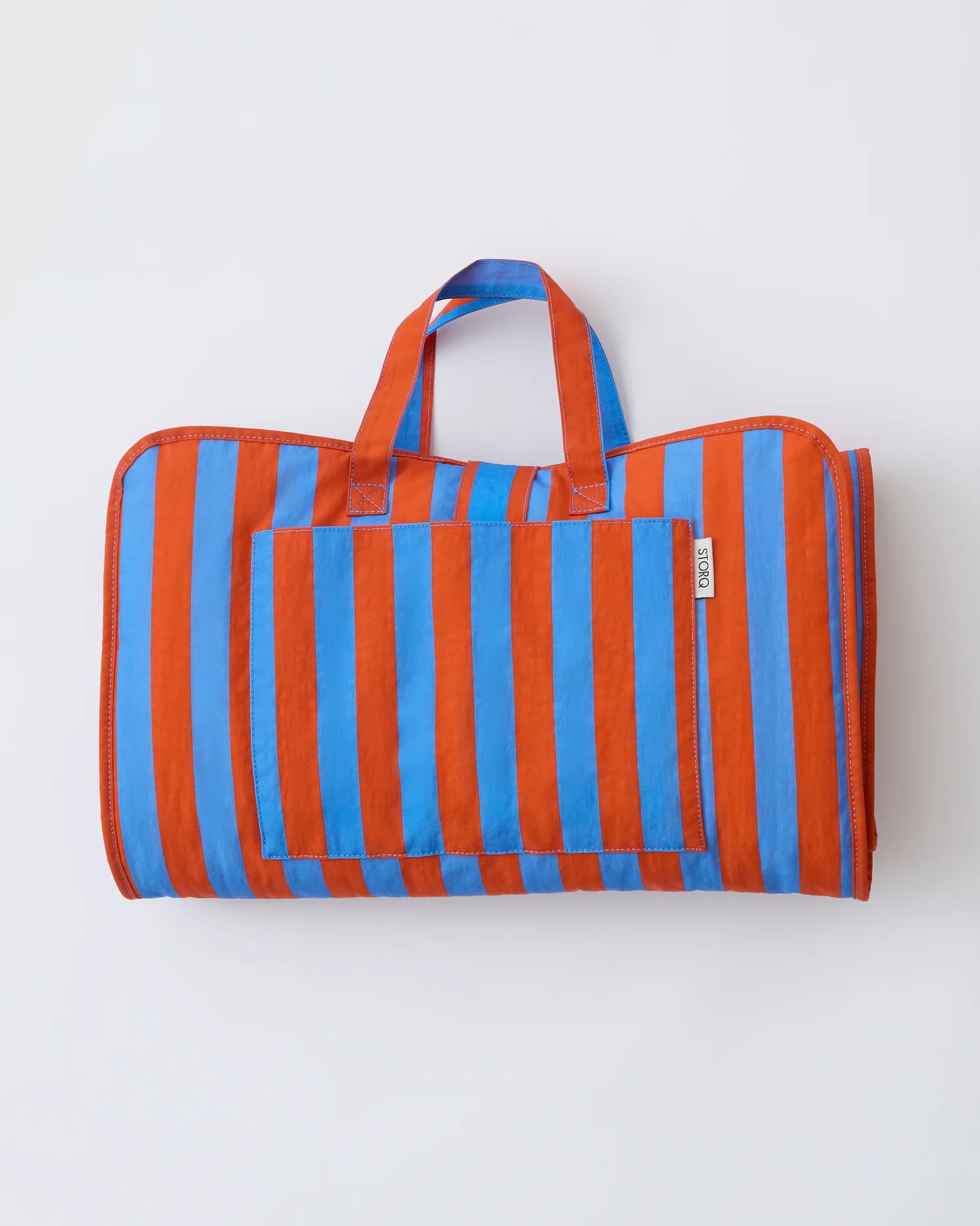 Toddler Nap Mat For Kids Preschool Daycare With Blanket and Pillow | Blue & Rust Stripe - Storq b... | Kindred Bravely