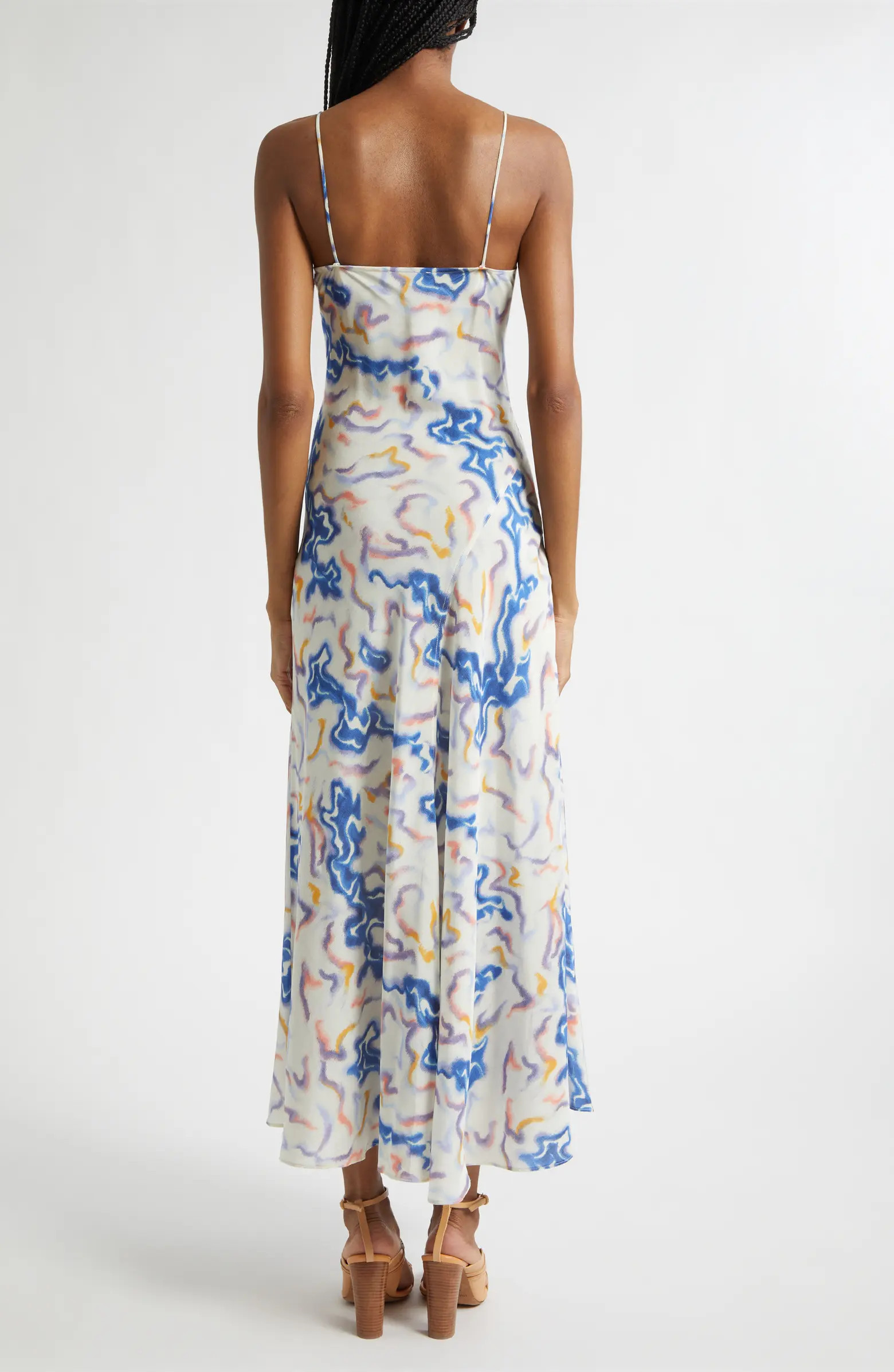 Thais Ikat Wave Print Silk Crêpe de Chine Slipdress | Nordstrom