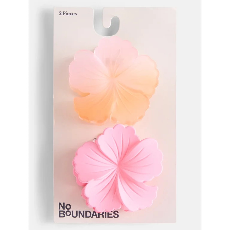 No Boundaries Women's Flower Claw Clip Set, One Size, 2 Pack, Pink Multi | Walmart (US)