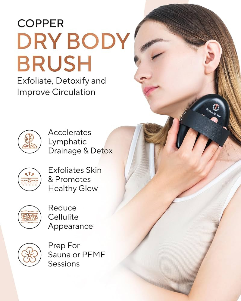 TheraCopper Copper Body Brush - Premium Ionic Copper Dry Brushing Body Brush for Lymphatic Draina... | Amazon (US)