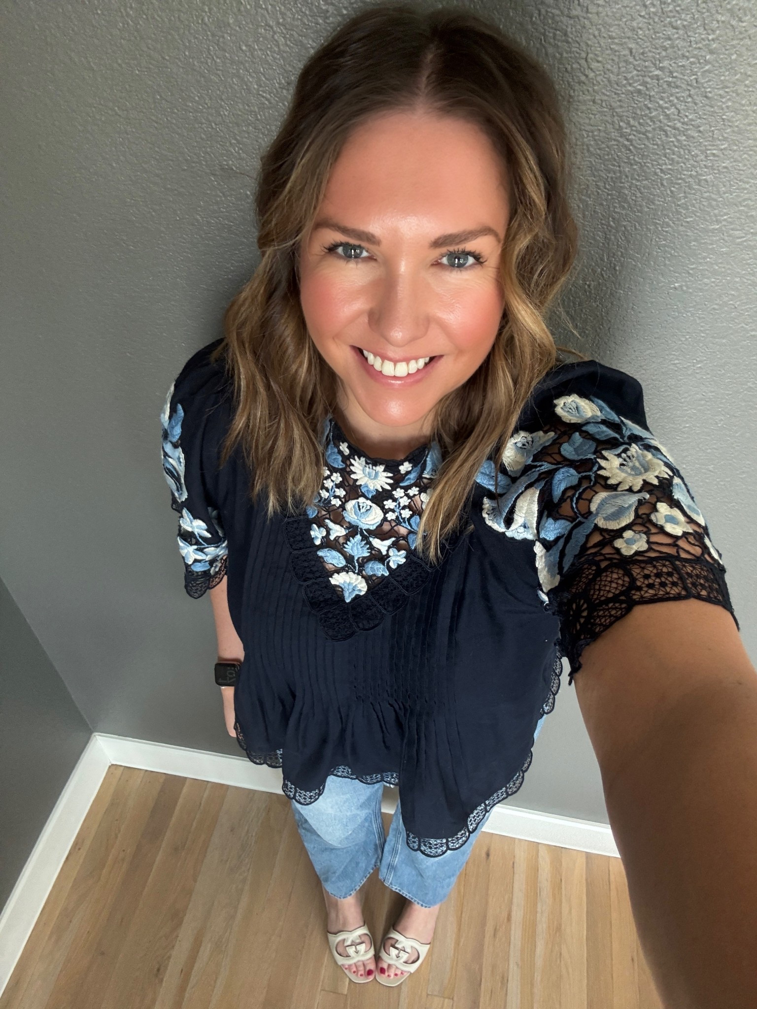 Spring is in North Texas and I’ve been waiting to wear this shirt. I absolutely love the details and embroidery on it. The colors are so fun and I’ll definitely be pairing it with white jeans and shorts into summer. Today it’s barrel jeans a pair of white slides to make it feel perfect for this 80 degree day! 

#LTKshoecrush #LTKSeasonal #LTKstyletip