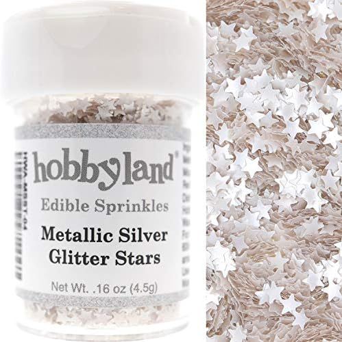 Hobbyland Edible Sprinkles (Metallic Silver Glitter Stars, 4.5g) | Amazon (US)