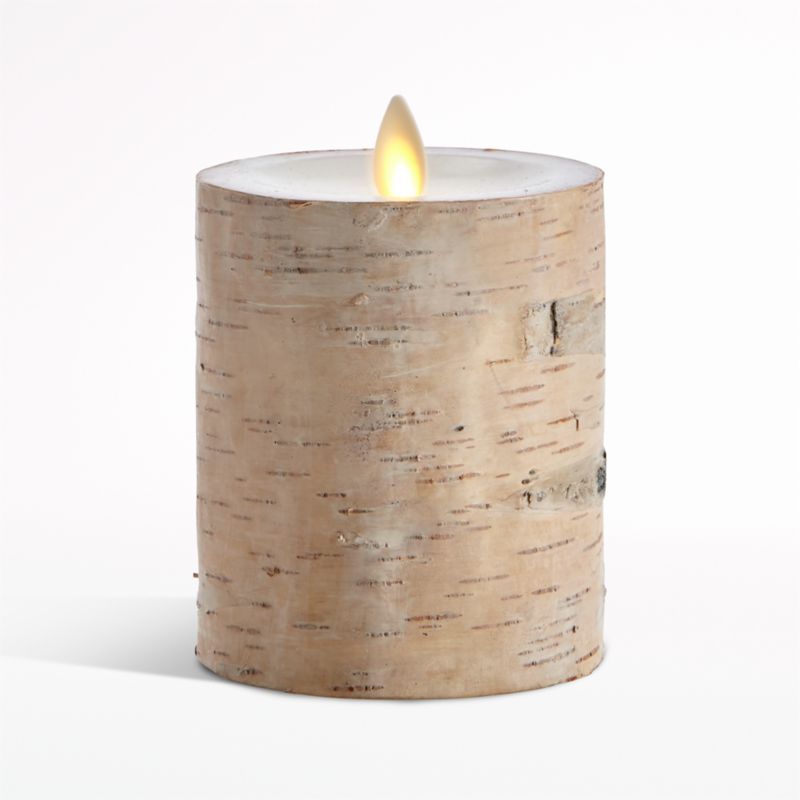 White Birch 3x4 Flameless Pillar Candle + Reviews | Crate & Barrel | Crate & Barrel