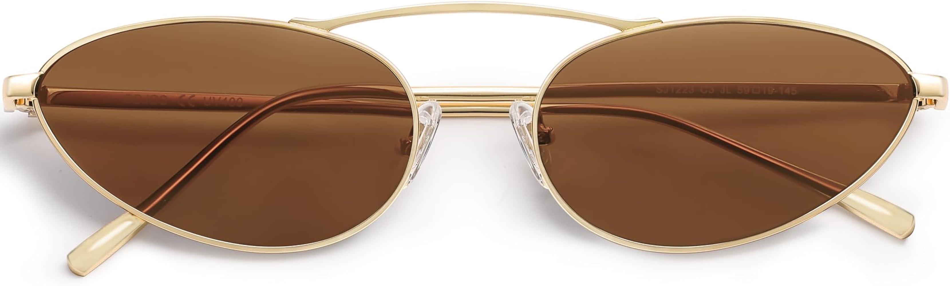 SOJOS Retro Narrow Cat Eye Sunglasses Women Men 90s Vintage Small Metal Frame Sunnies SJ1223 | Amazon (US)