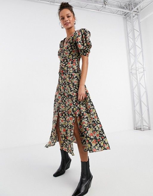 Topshop grunge midi dress in floral print | ASOS (Global)