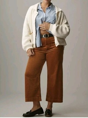 Anthropologie Maeve Size 20W Womens Colette Corduroy Crop Pants Wide Leg Orange | eBay US