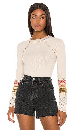 Free People In The Mix Cuff Top in Cream. - size S (also in L, M, XS) | Revolve Clothing (Global)