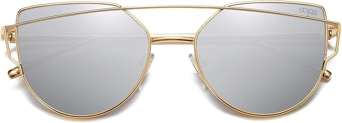 SOJOS Cat Eye Sunglasses for Women Fashion Designer Style Mirrored Lenses | Amazon (US)