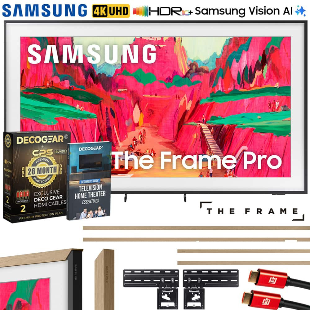 Samsung - 75"" The Frame Pro Neo QLED 4K TV (2025) QN75LS03FWFXZA w/ Teak Bezel + 26 Month Extended Protection Warranty Bundle | Best Buy U.S.
