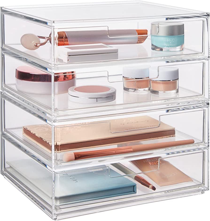 STORi Chloe Stackable Clear Double Organizer Drawers | 2 Piece Set | Organize Makeup and Beauty S... | Amazon (US)