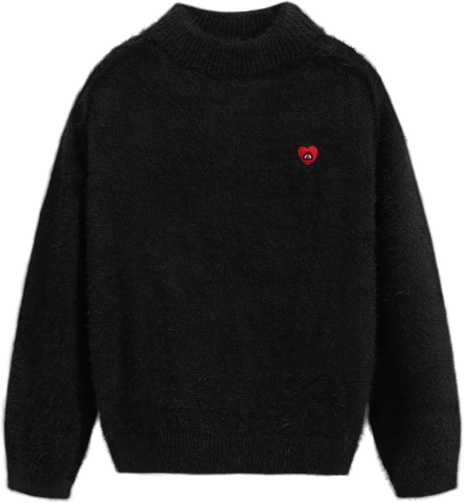 Aelfric Eden Fuzzy Soft Sweaters Mohair Oversized Solid Sweaters Mock Neck Knit Casual Pullover 2... | Amazon (US)