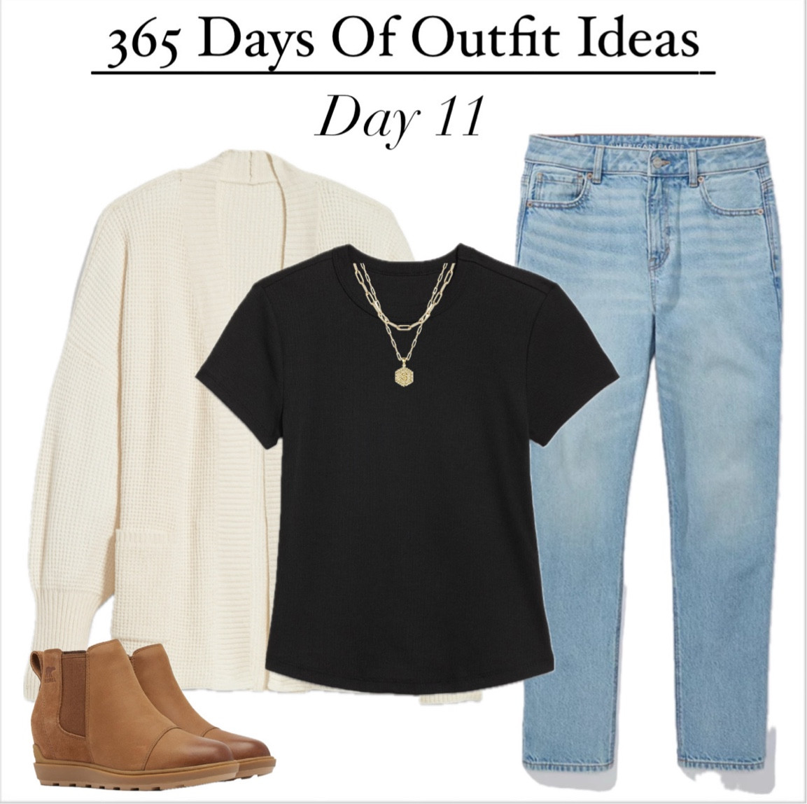 365 Days Of Outfits Day 11!
•Cardigan (old) Target
•Strigid mom jeans #americaneagle
•boots #sorel
•tee #oldnavy
#winteroutfit #casualoutfit #casualstyle #casualoutfitidea #minimaliststyle #minimalistwardrobe

#LTKSaleAlert #LTKStyleTip #LTKFindsUnder50