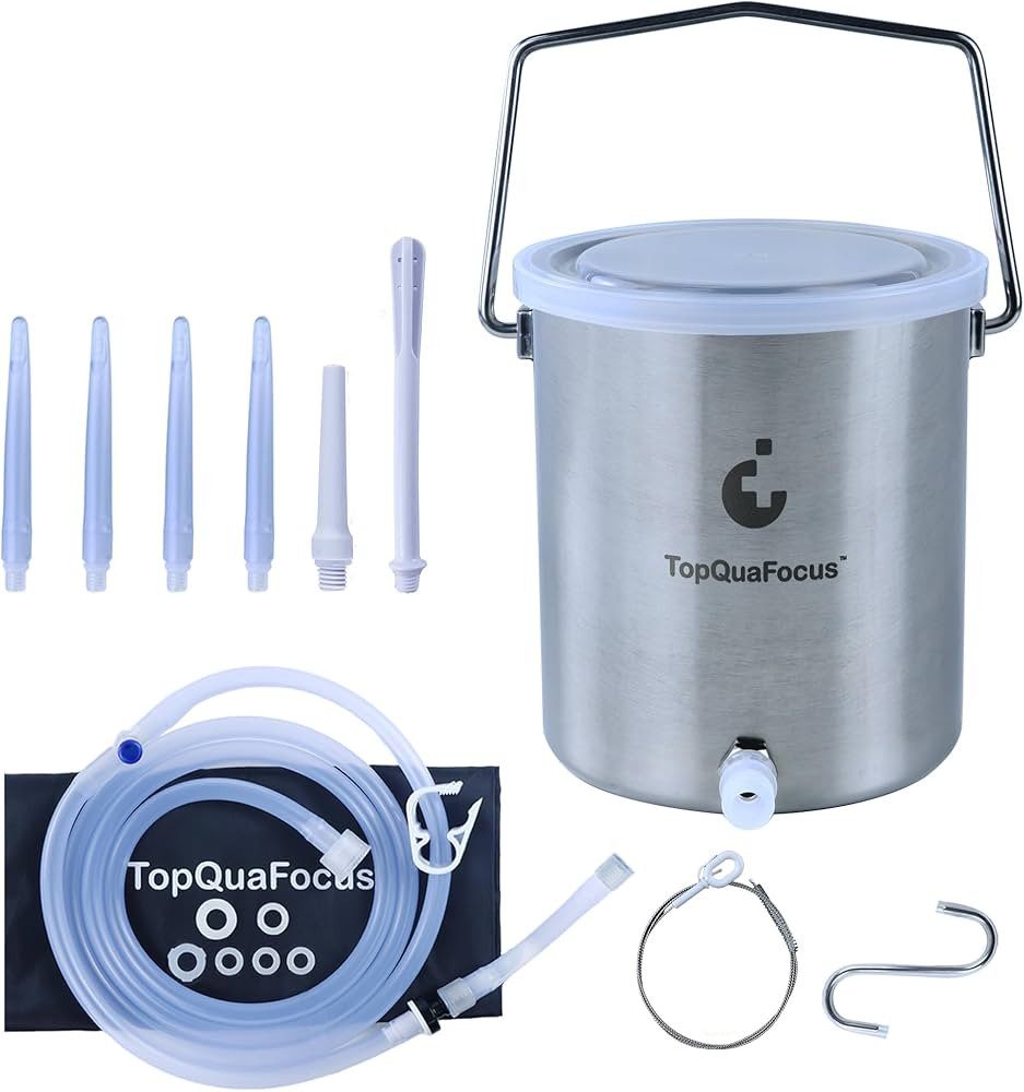 TopQuaFocus Stainless Steel Enema Bucket Kit for Colon Cleansing Reuseable Enema kit - Suitable f... | Amazon (US)